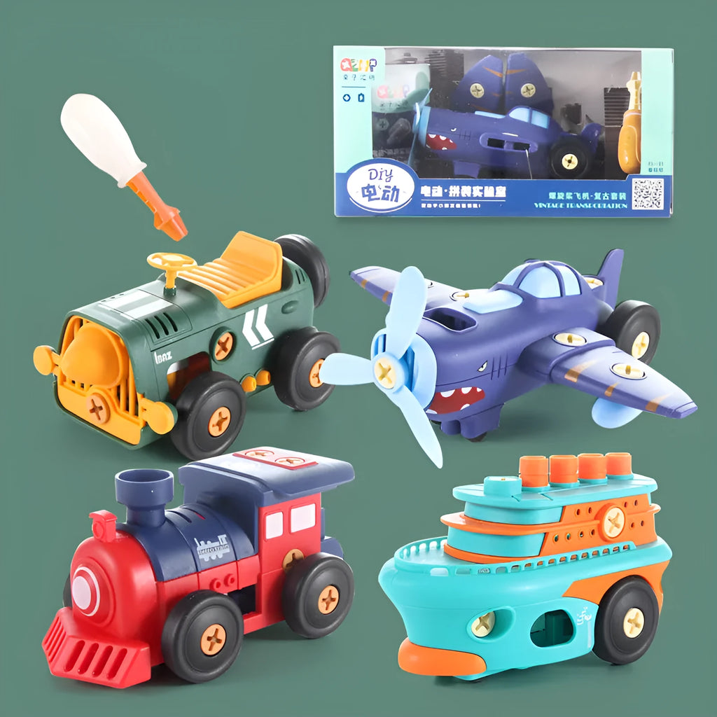 Plastic screw combination toy assembly airplane set for children aged 4-6 years with screwdriver