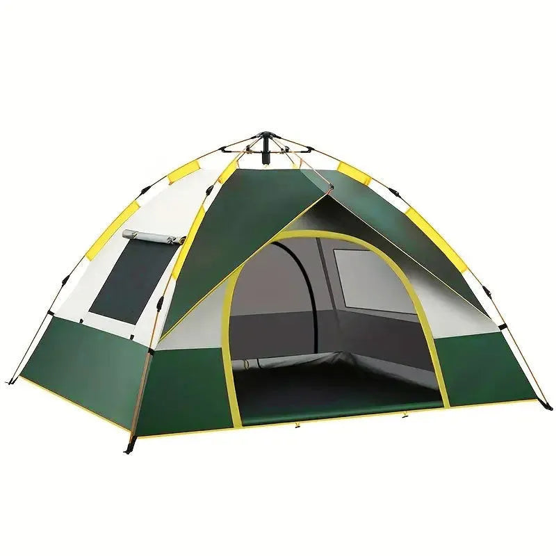Dark green silver glue automatic quick-open camping tent for 3-4 people with storage bag and accessories