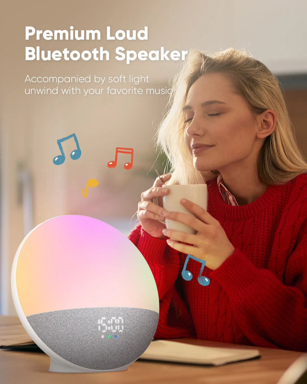 White noise Bluetooth audio RGB colorful luminous speaker in white with USB power for home