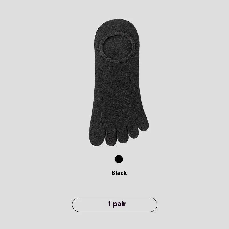 Men's five-finger invisible socks in modal fabric showing antibacterial and non-slip features