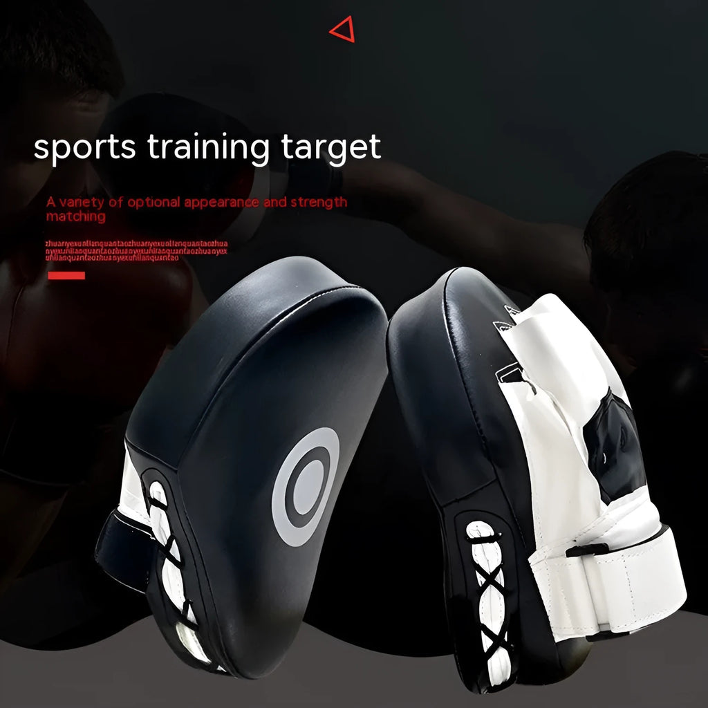 Black and white PU boxing target for martial arts training, 24 x 20 x 5cm, held vertically