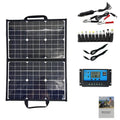 Black 40W single crystal folding solar panel bag shown folded to compact size