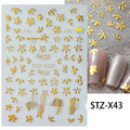 Nail art sticker sheet with black and silver love pattern designs for DIY manicures