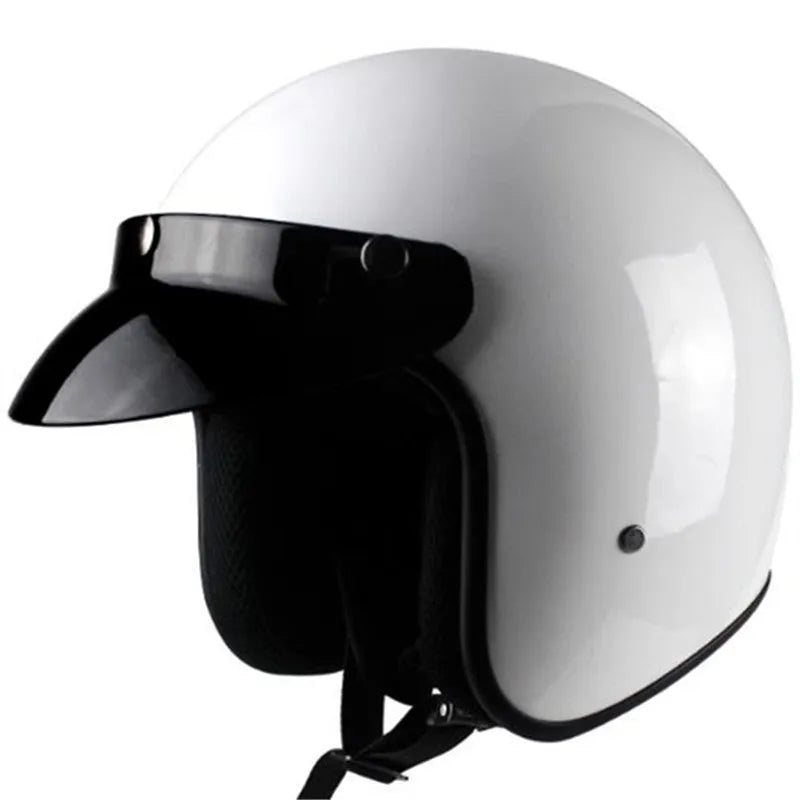 Men and women retro half-face motorcycle helmet in matte black with ABS shell