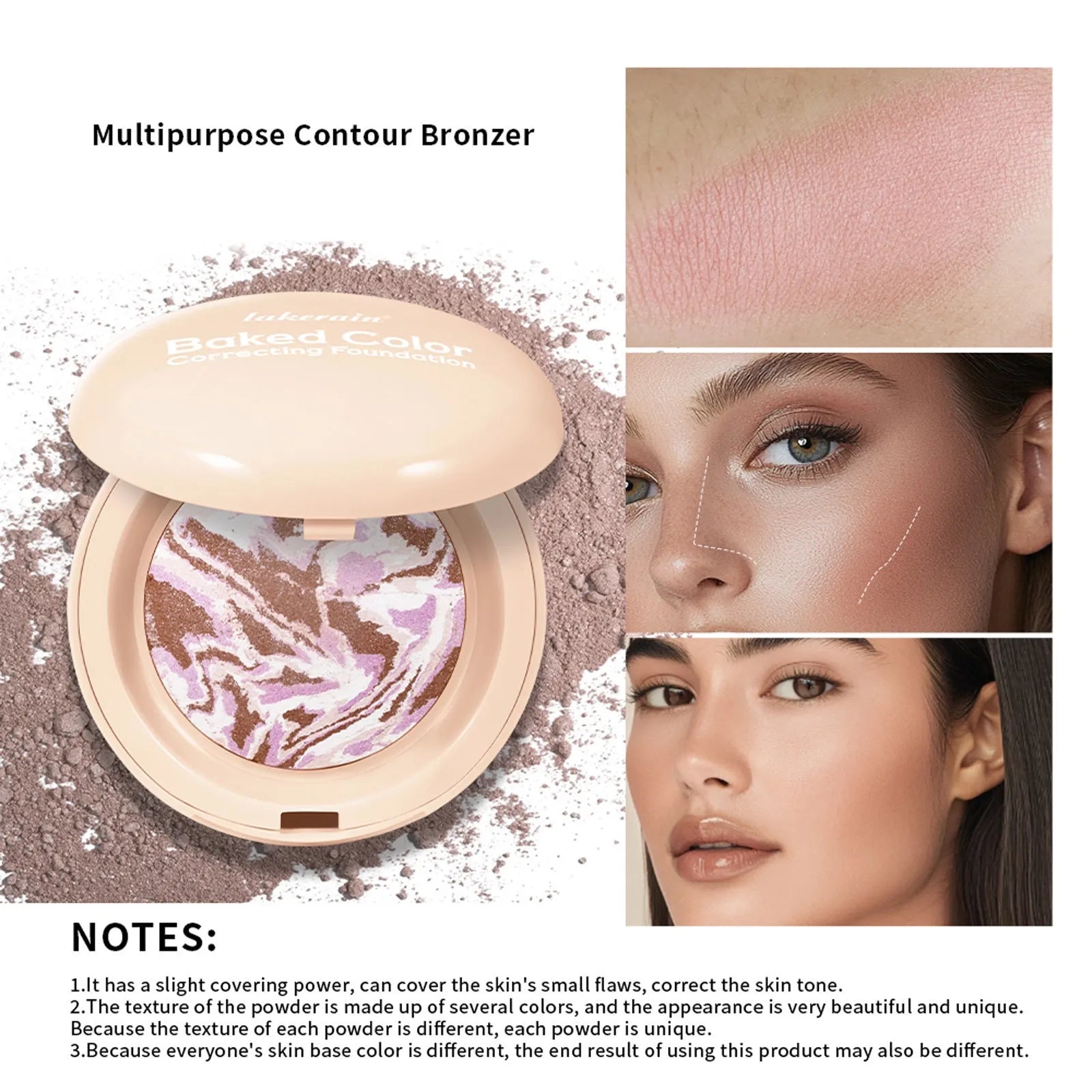 Natural Nose Shadow Blush Highlight Bronzing Powder 10g in compact packaging with colour options