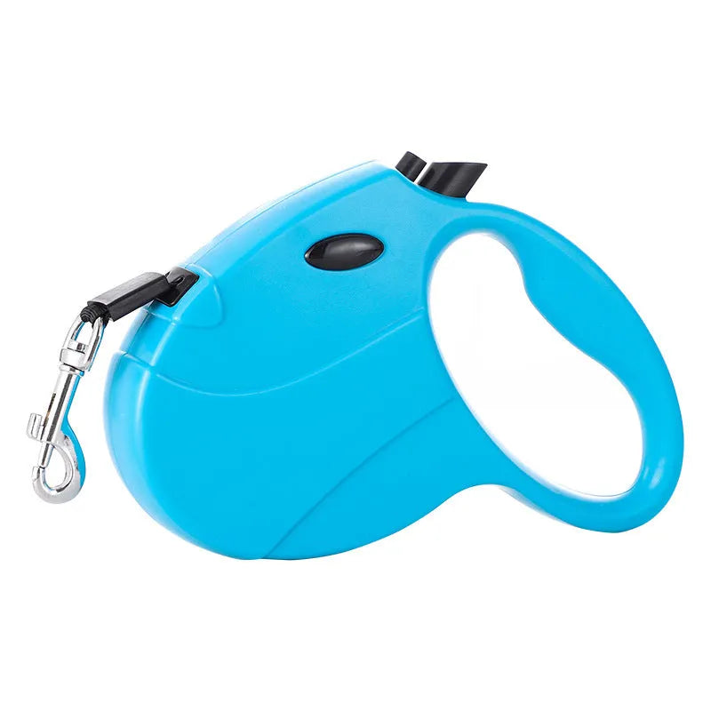 Automatic telescopic traction rope for pets in ABS plastic, 140x168mm, available in multiple colours including Footprint Black and Dog Head Sky Blue