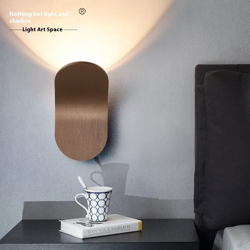 Modern simplicity living room wall light in brushed black finish measuring 100x120x180mm