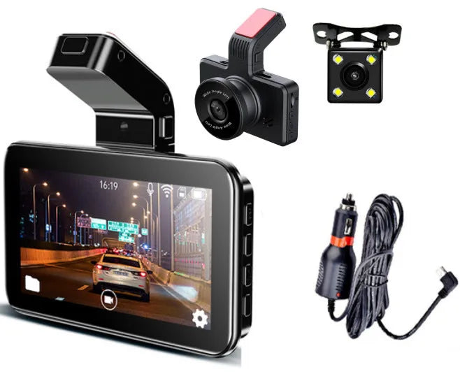 3-inch screen dual lens car DVR dashboard camera with front and rear recording