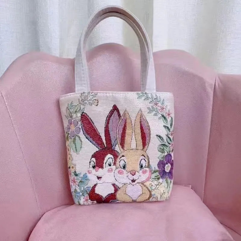 Double-sided gold wire embroidery canvas tote bag in small, medium, or large size with inner bag.