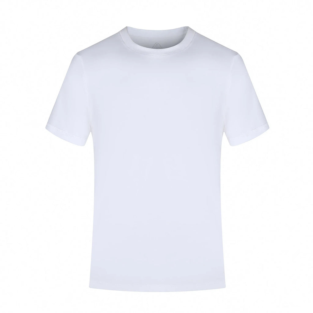 Men's plain long-staple cotton short sleeve T-shirt in white with regular fit