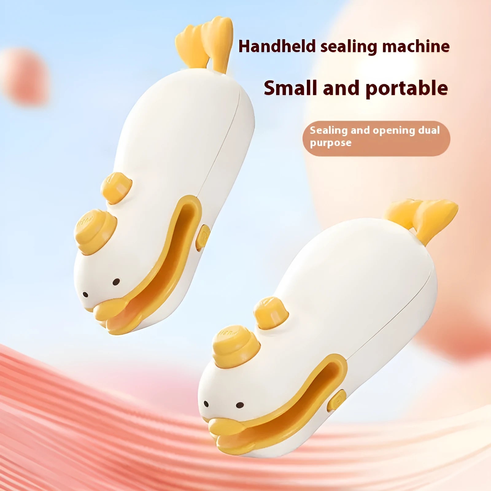 Small yellow duck rechargeable sealing machine with animal jacquard pattern and charging cable