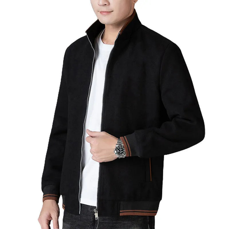 Men's grey sports-style fleece jacket with long sleeves and stick pockets