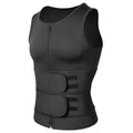 Men sweat vest sauna suit waist trainer high collar long sleeve super slim fit in black for weight loss