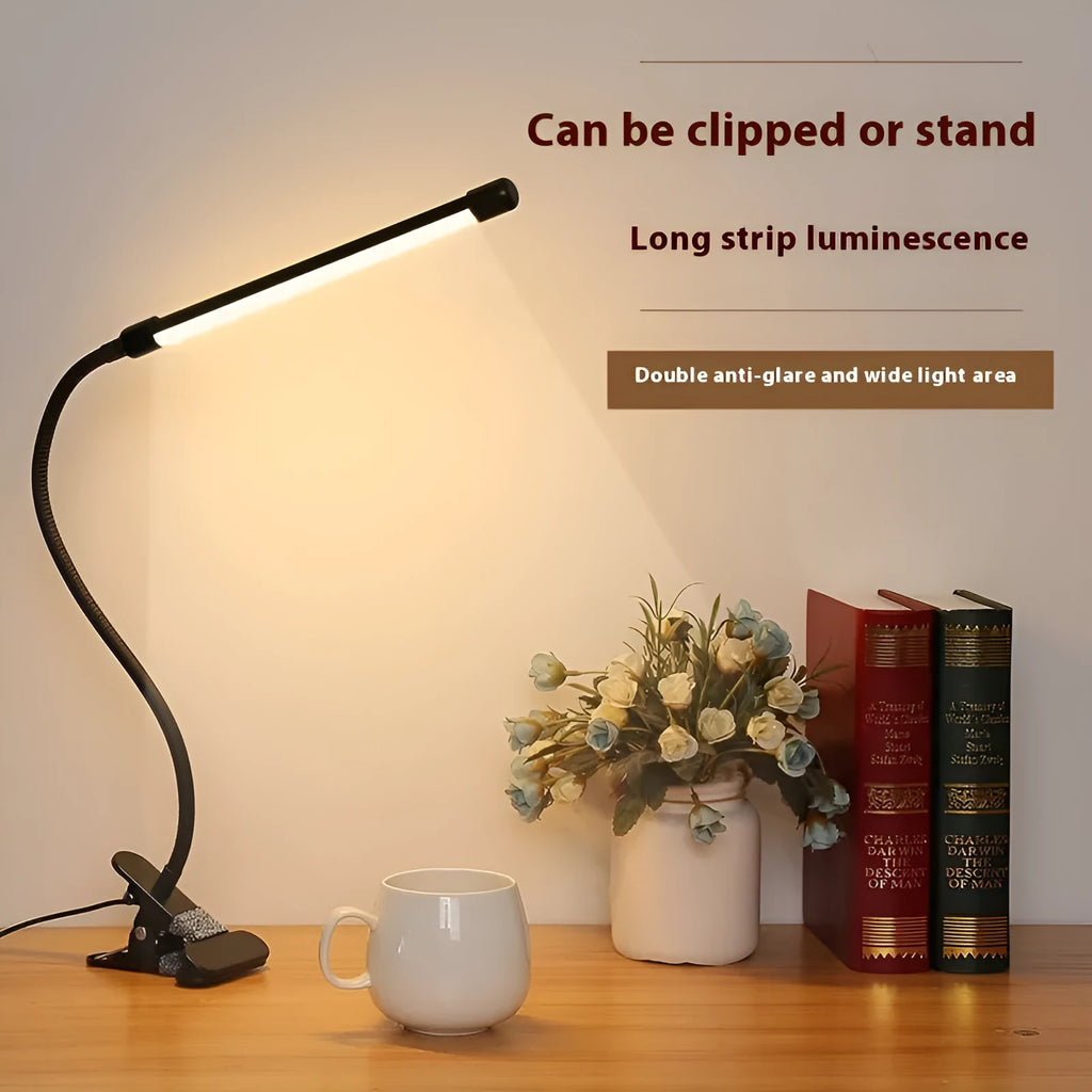 Black and white 26cm USB LED desk lamp for student dormitory with eye protection
