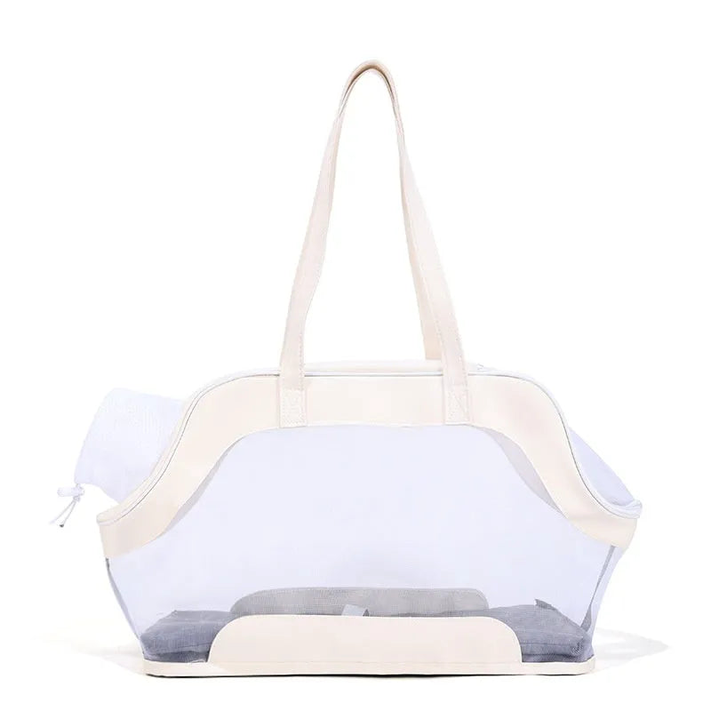 MOORPET leather cat carry bag with 25 litre capacity in beige colour