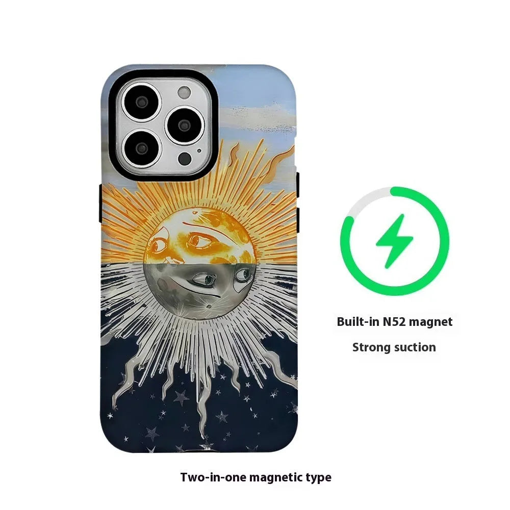 Day and Night Sun Sunshine magnetic two-in-one Feilin phone case for Apple iPhone 15 16 series with heat dissipation