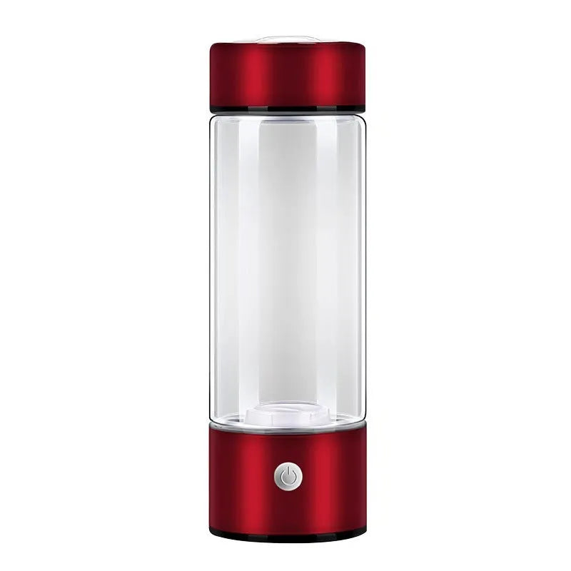 Hydrogen water bottle electric generator portable rechargeable borosilicate glass 401-500ml silver black red rose blue
