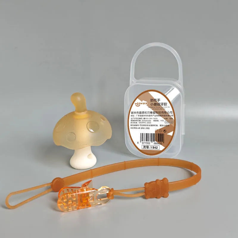 Small mushroom gum silicone gel mould kit with transparent chain and box in pink colour