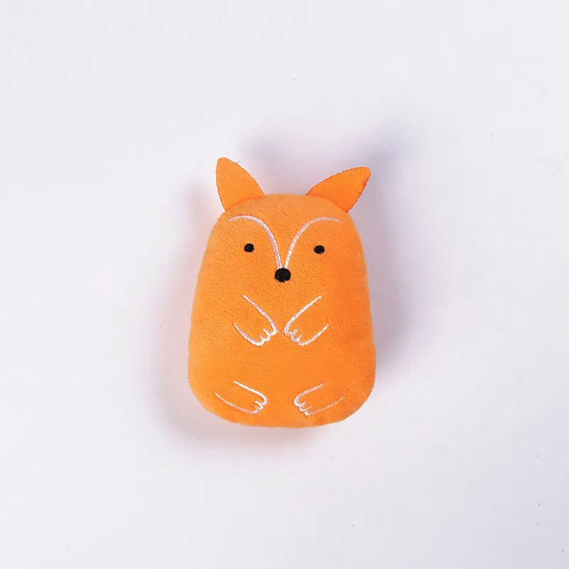 Colourful catnip plush chewing toy with claw and thumb textures for feline teeth grinding