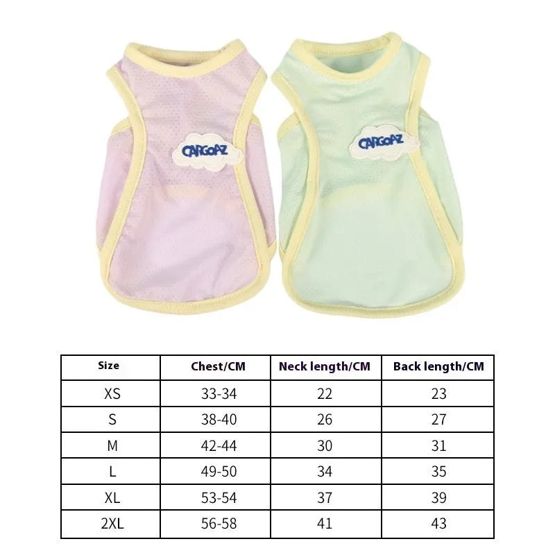 Grass green polyester cat vest with anti-lint summer design
