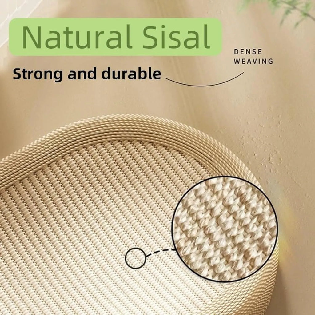 Large rectangular sisal cat scratching board with a raised lounge pad on top