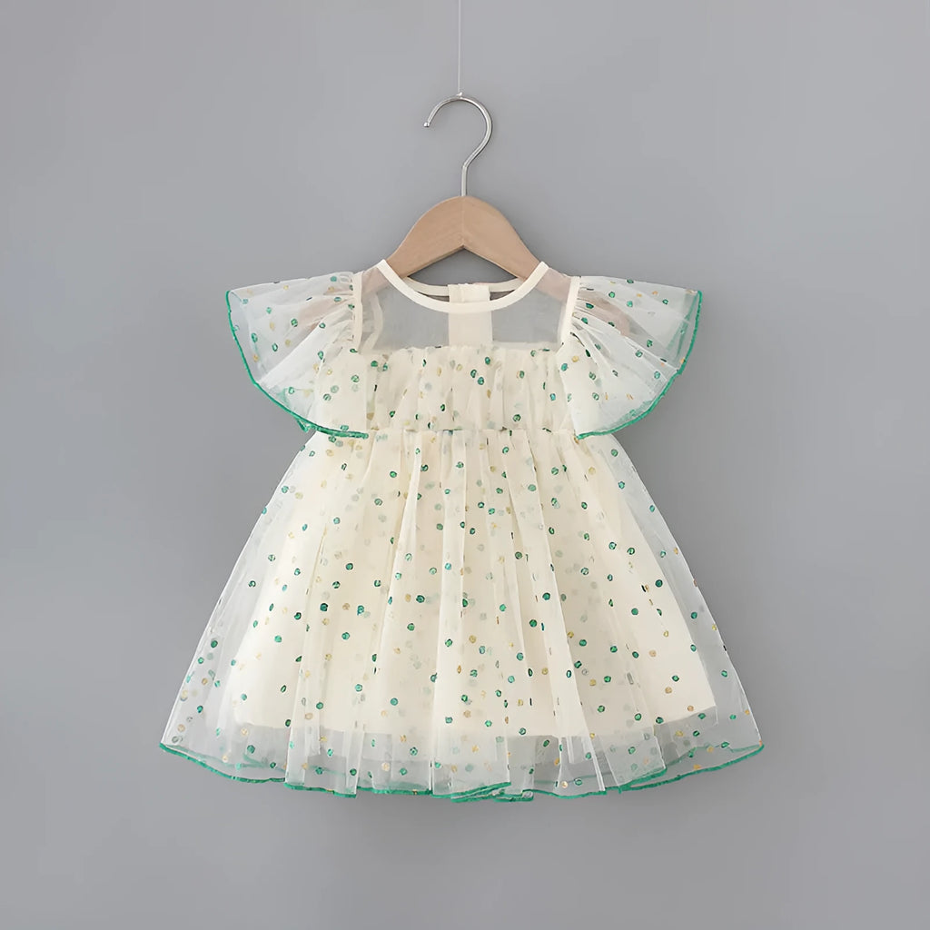 Children girls green striped yellow A-line sleeveless party romper dress cotton blend 80-140cm