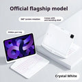 Transparent rotating keyboard case for iPad Air 5 tablet in crystal white colour with protective sleeve