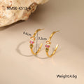 Geometric colour zircon necklace, ring, and earrings set with gold plating on a stainless steel chain