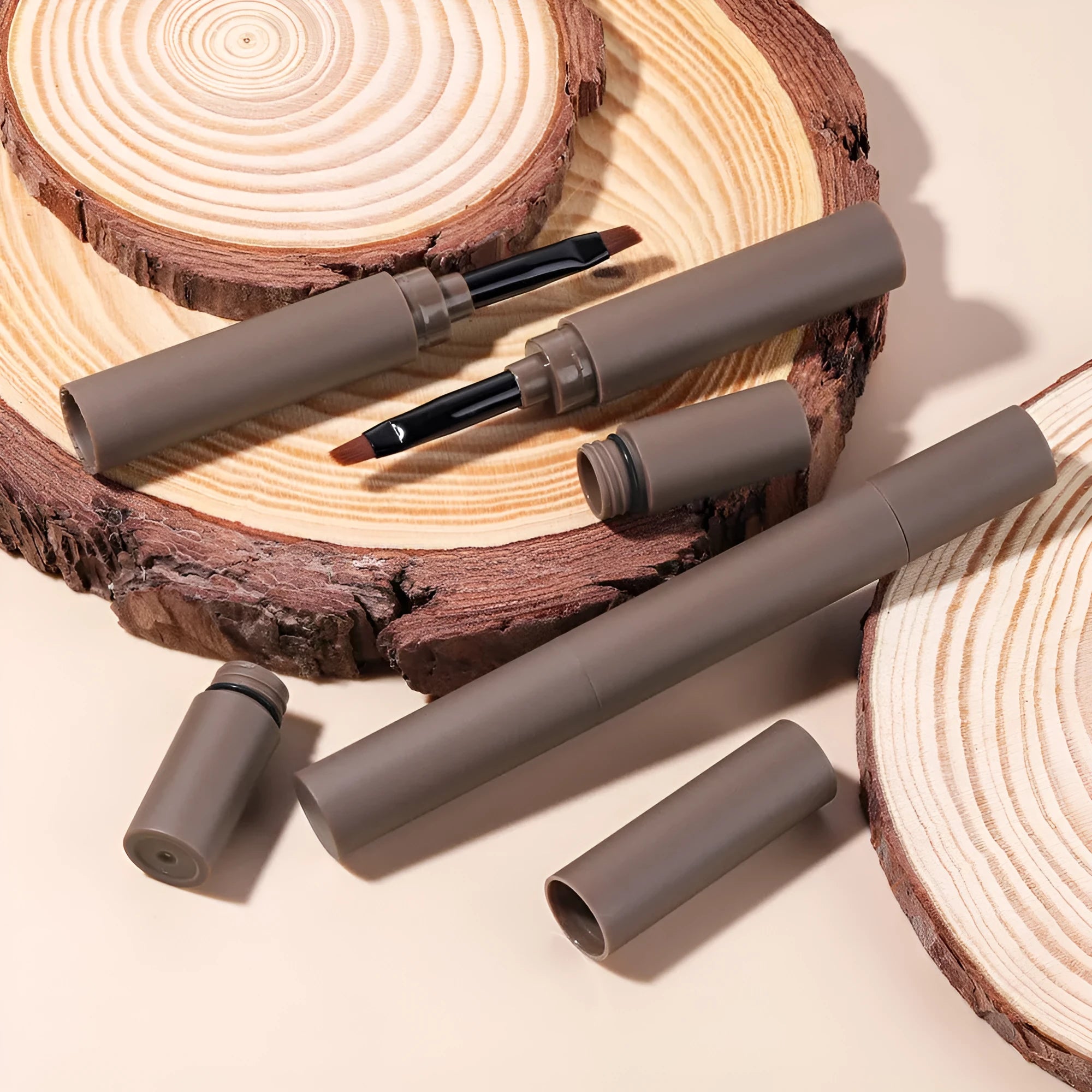 Double-headed eyebrow cream with pencil and powder in five colour options