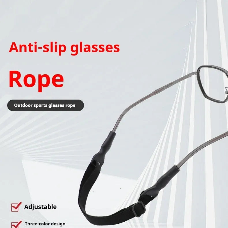 Black adjustable glasses cord with silicone earpiece ends for anti-slip spectacle retention