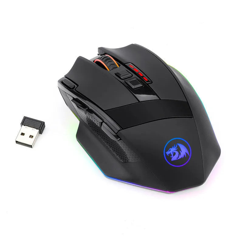 Black Redragon M801P dual mode gaming mouse with nine buttons and USB connection