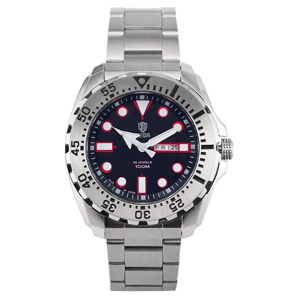 Men's waterproof luminous quartz watch with 15mm steel case and sports-style design