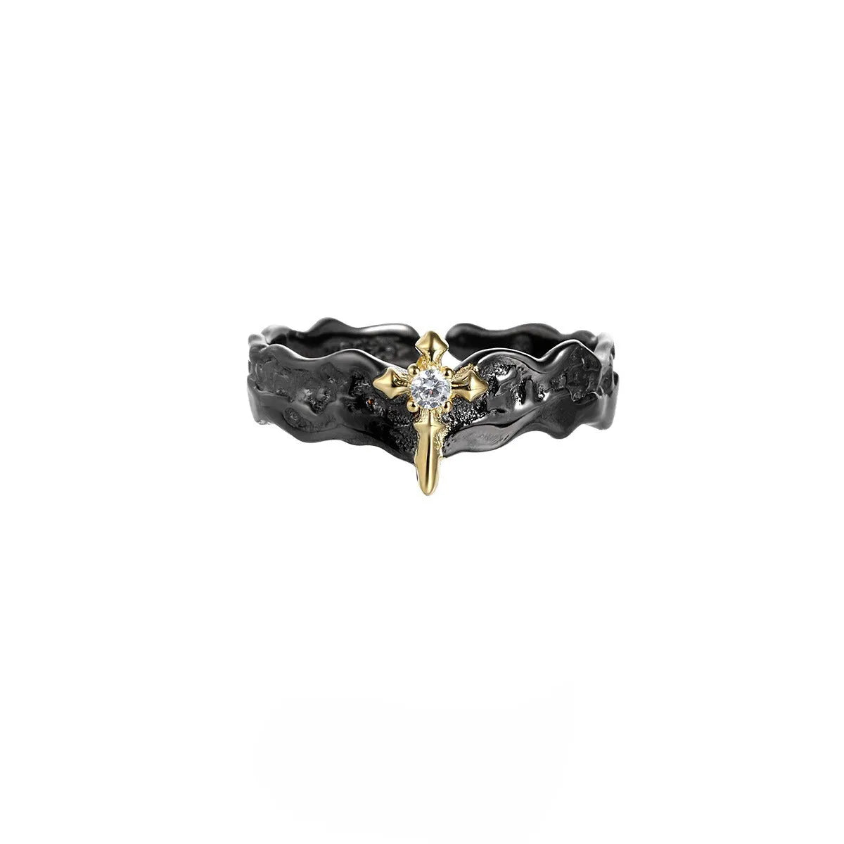 Princess Knight adjustable couple ring in silver with white gold or black gold electroplated finish