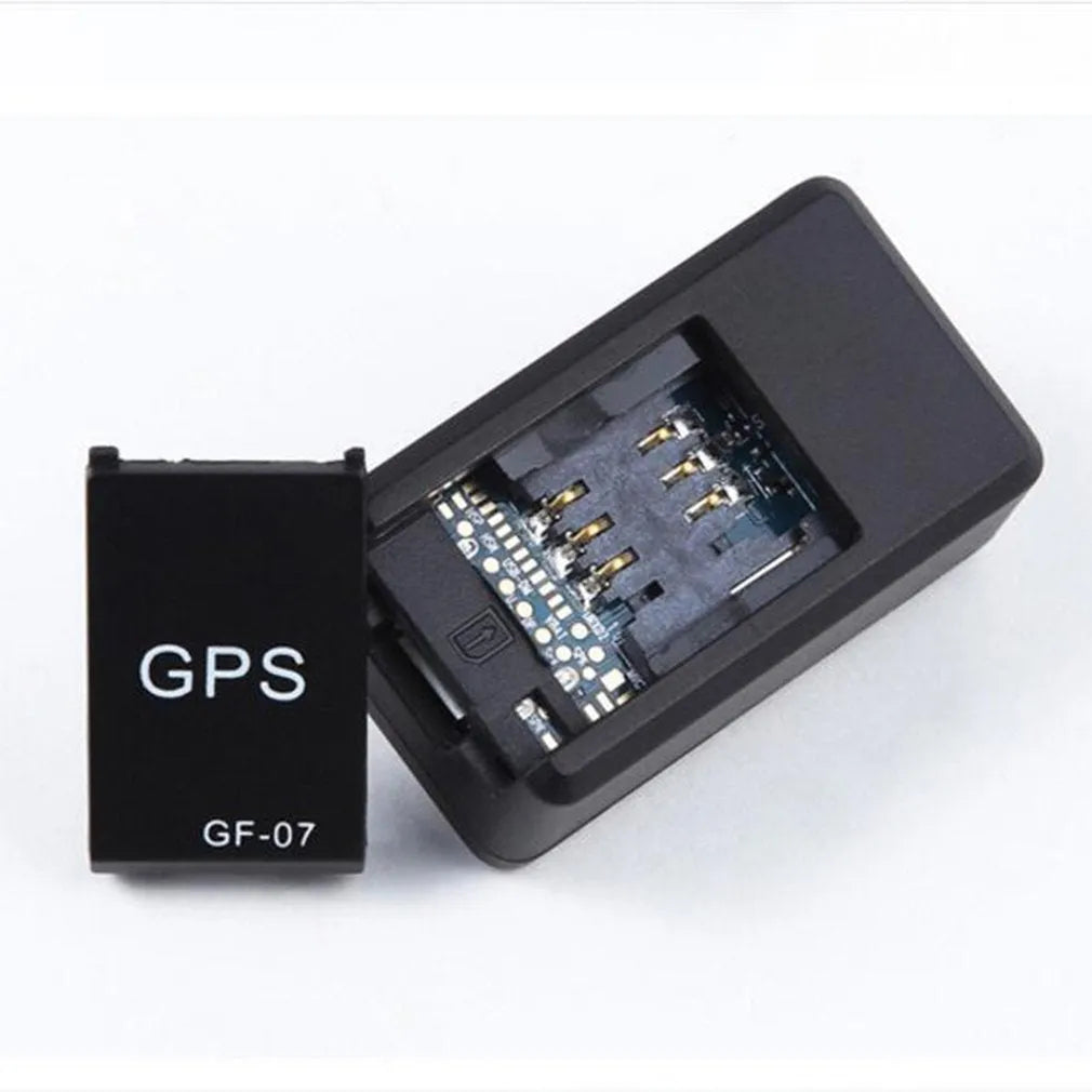Black mini magnetic GPS tracker device for car and vehicle tracking with USB charging cable