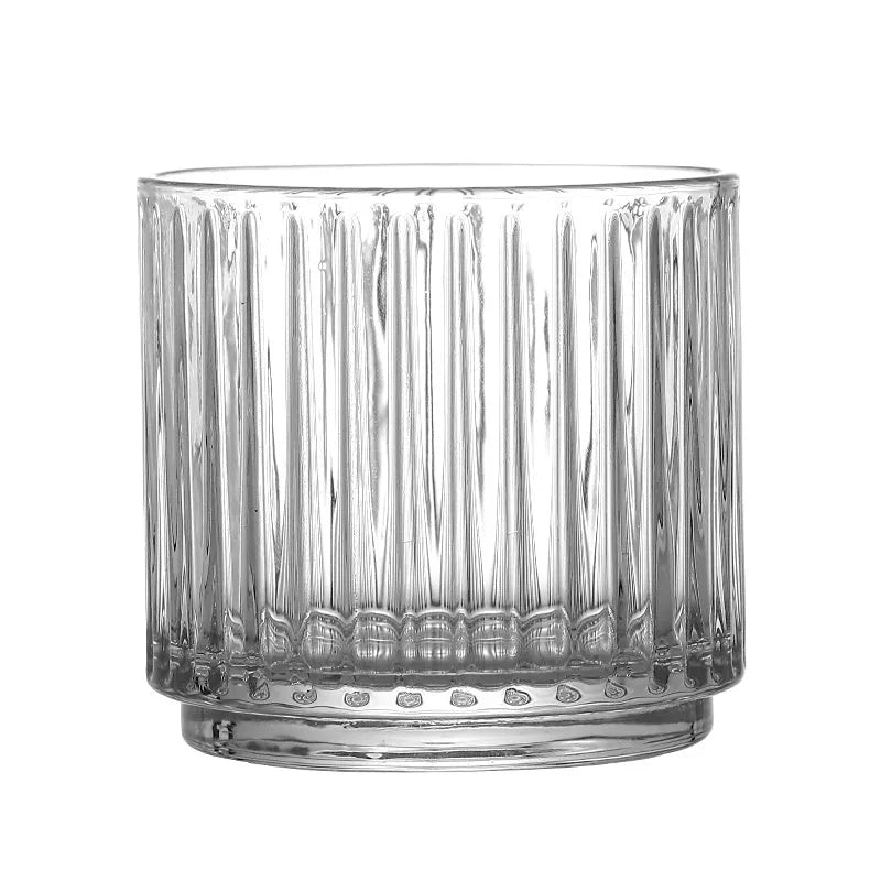 Stackable engraved glass wine glass set with two cups and sake barrel in simple style
