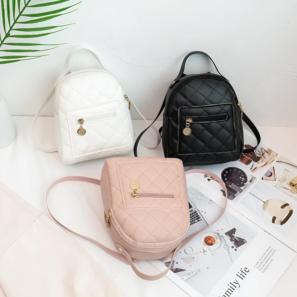Korean style girls' embroidered backpack in vertical square shape with hard case construction