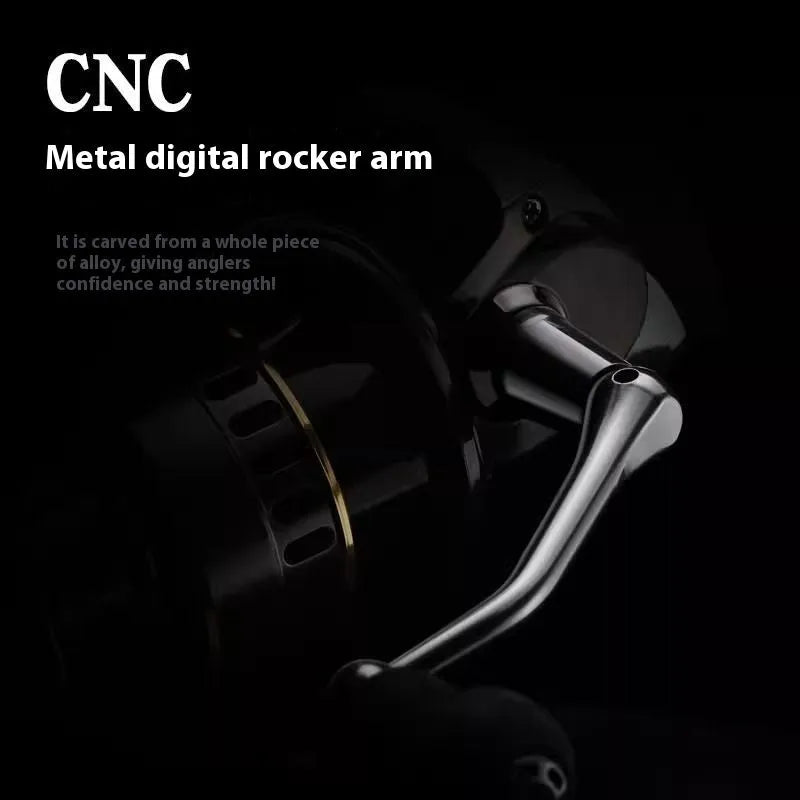 All-metal spinning reel with metal lotus holding pill in silver finish