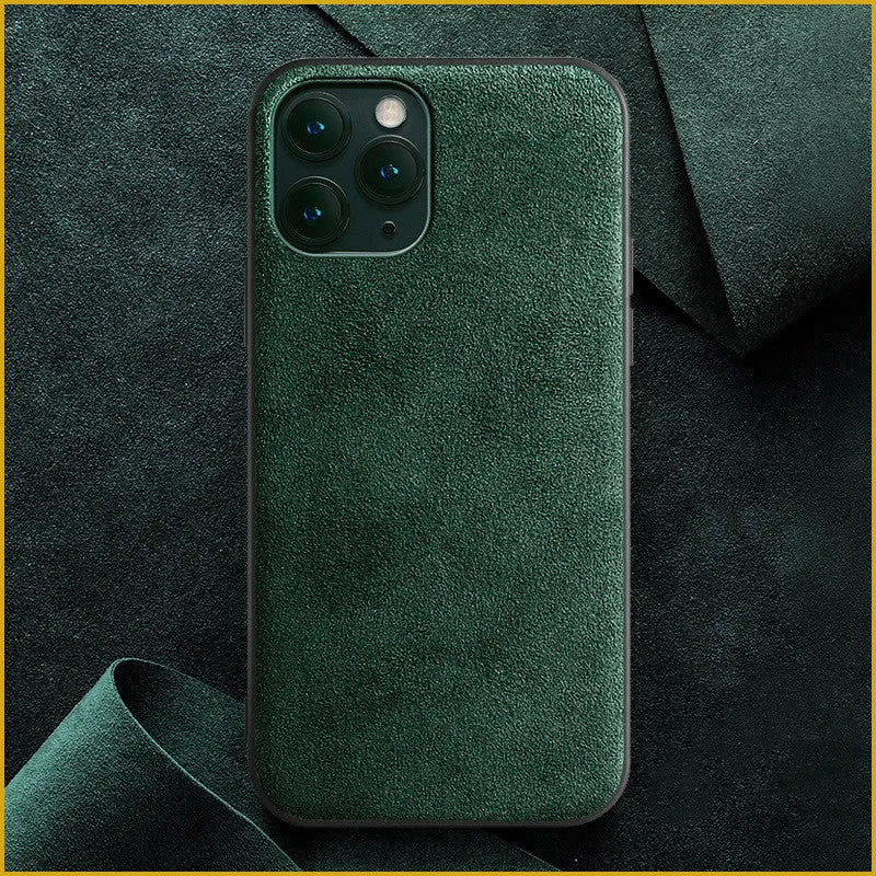 Suede iPhone case in dark blue colour showing back cover design