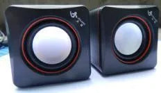 Black square USB-powered 2.0 computer speaker for desktop audio enhancement