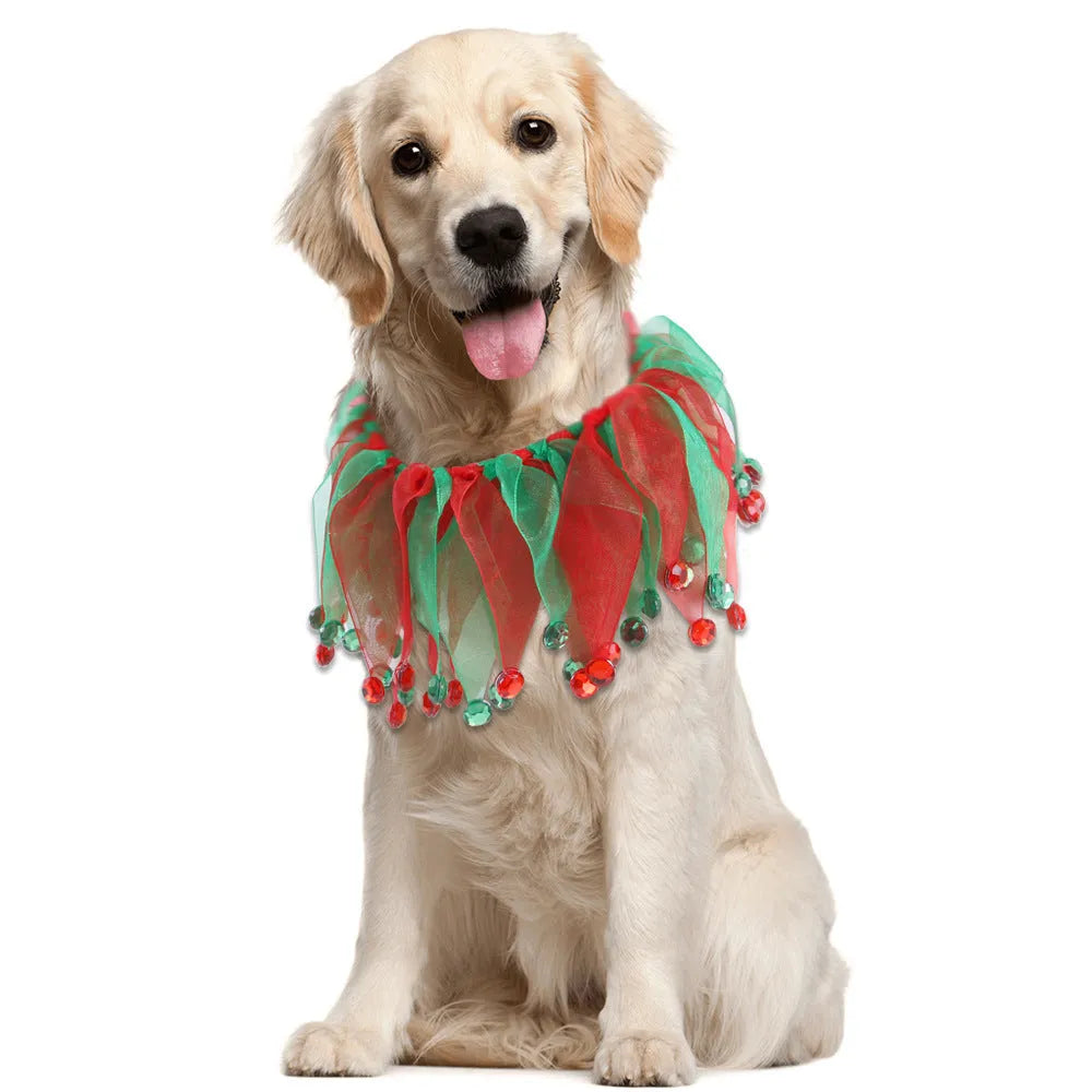 Tie-dye pattern dog collar in Halloween and Christmas colour styles with cloth construction