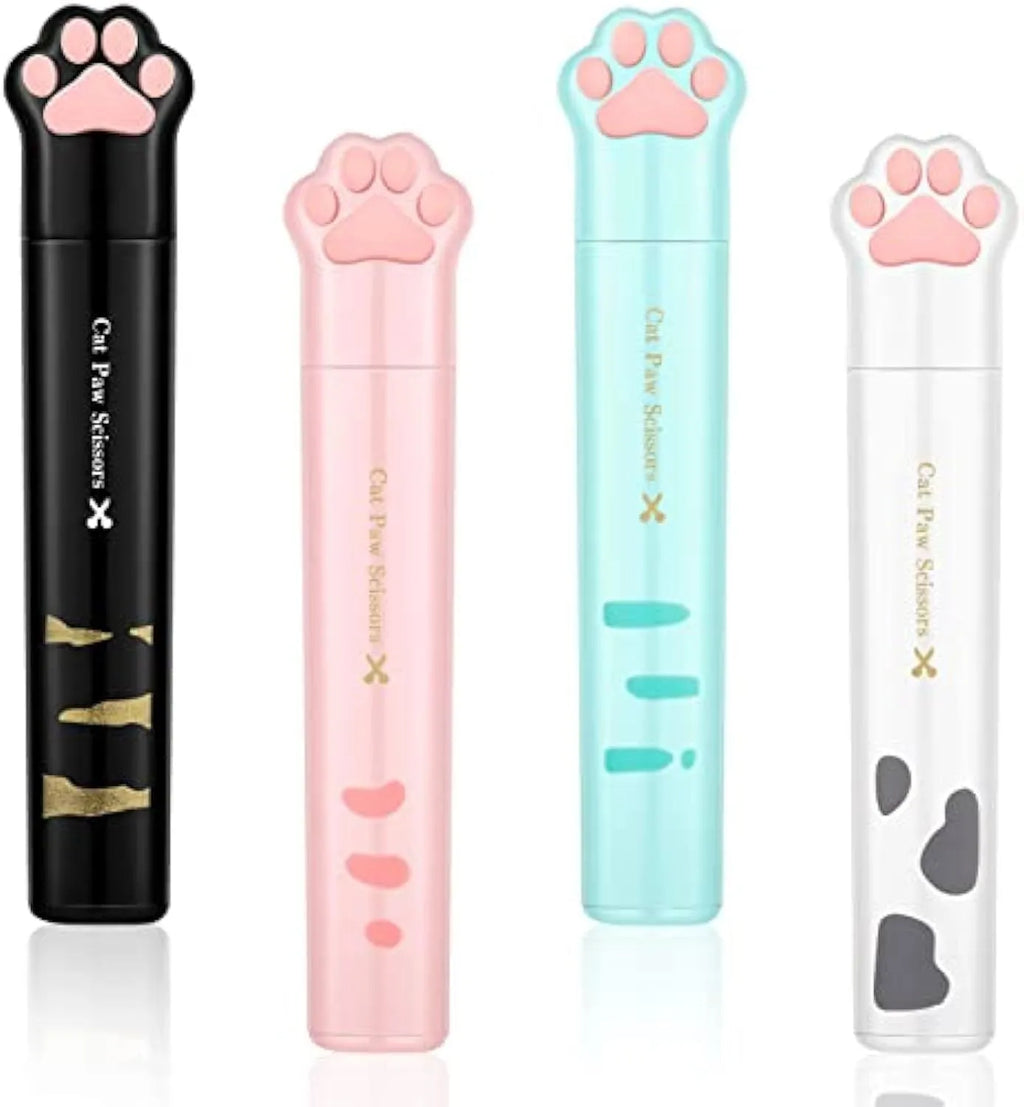 Cat paw mini folding safety scissors with stainless steel blades in four colour options