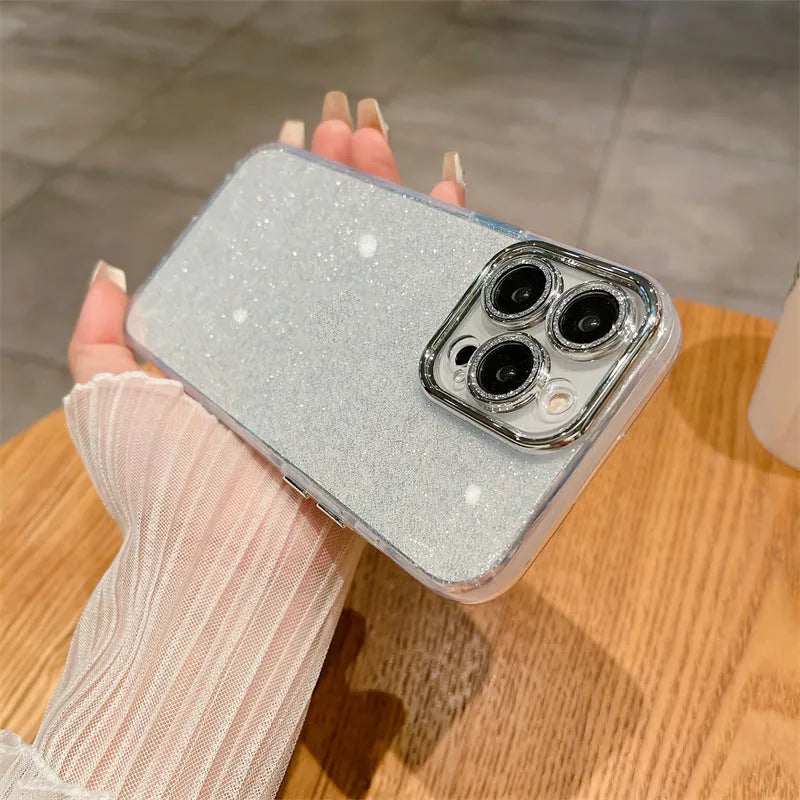 Corrugated PC phone case with lens protector for iPhone 11-15 in transparent colour