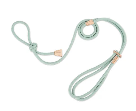 Light green cotton multi-functional dog leash with chest harness function, 12mm rope, adjustable 3.8m length