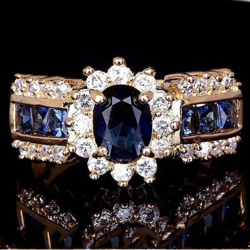 Personalised unisex zinc alloy fashion ring with diamond-set sunflower or square-cut zircon designs in sizes 6 to 11