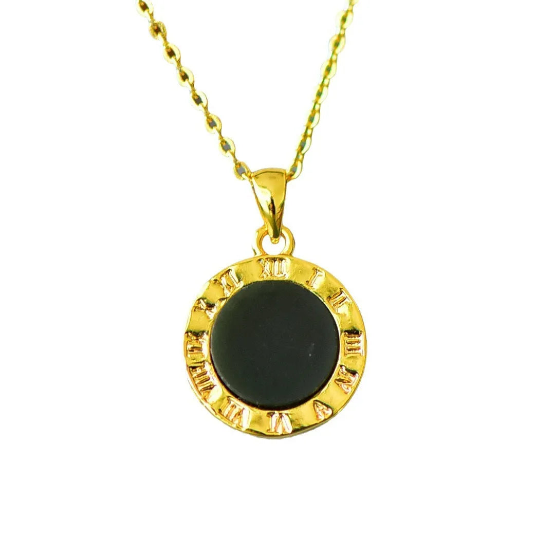 Natural gray Hetian jade pendant with copper inlay detailing on necklace
