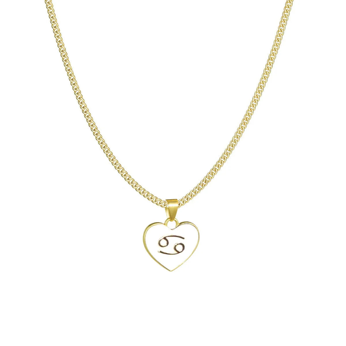 12 constellation love necklace with heart-shaped pendant and bamboo chain in a zodiac colour option