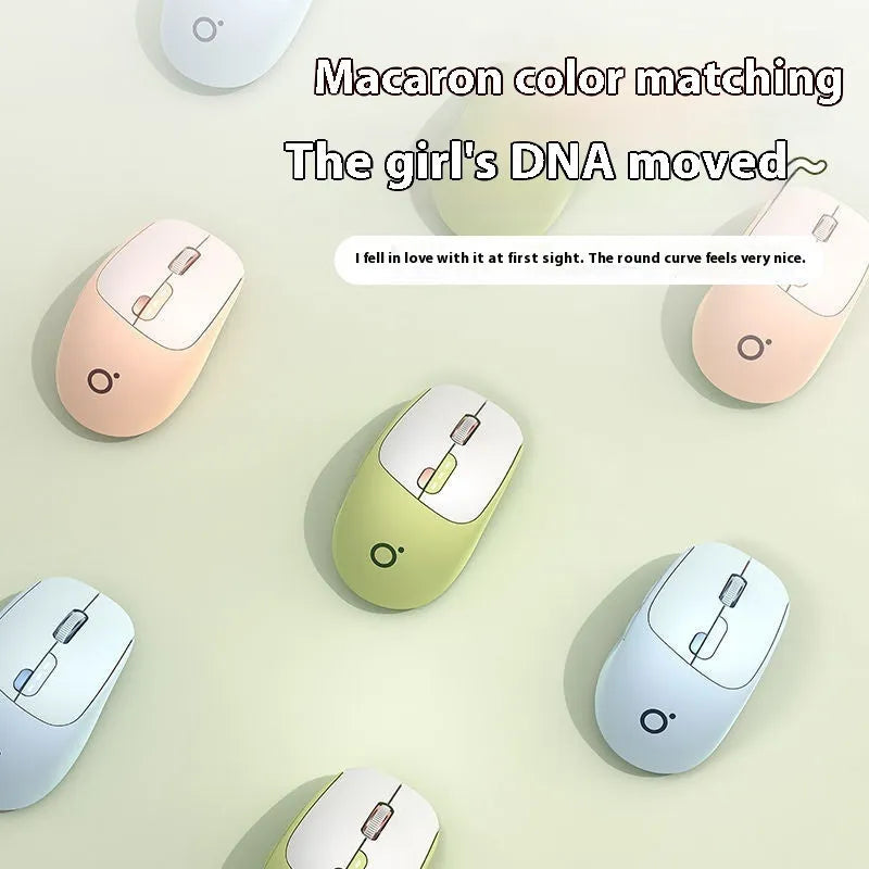 Mute wireless Bluetooth mouse in Matcha Green colour on office desk
