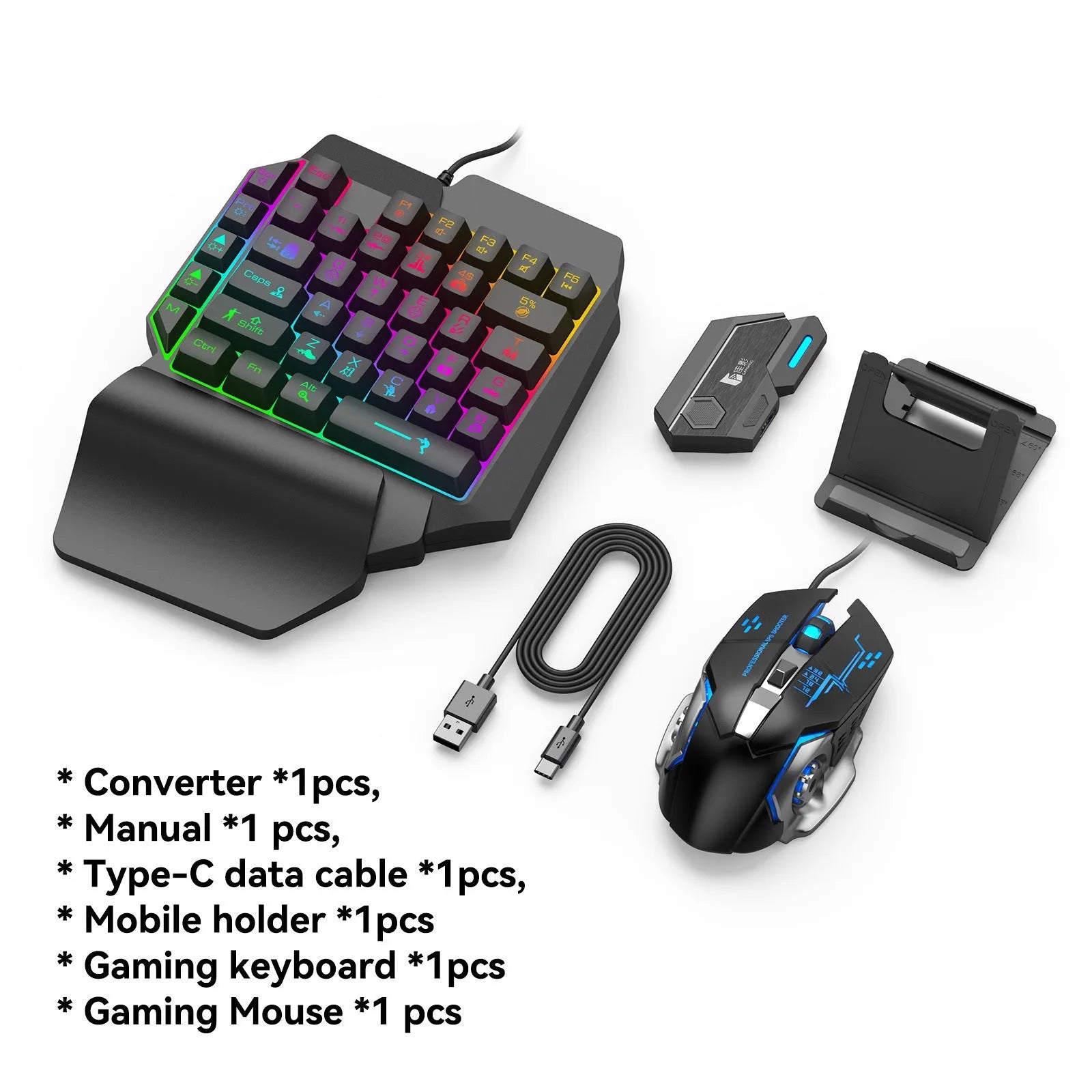 Keyboard mouse converter for mobile gaming with USB interface in official configuration suit colour