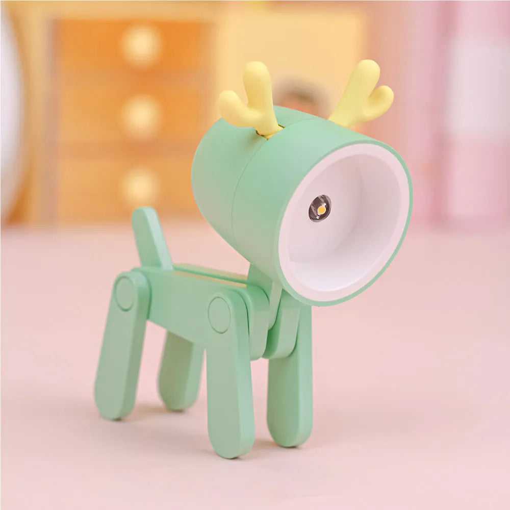 Creative handmade LED mini night lamp with PVC shade in cartoon style, battery operated with button switch