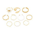 Gold-coloured alloy ring with openwork floral design and glossy electroplated finish